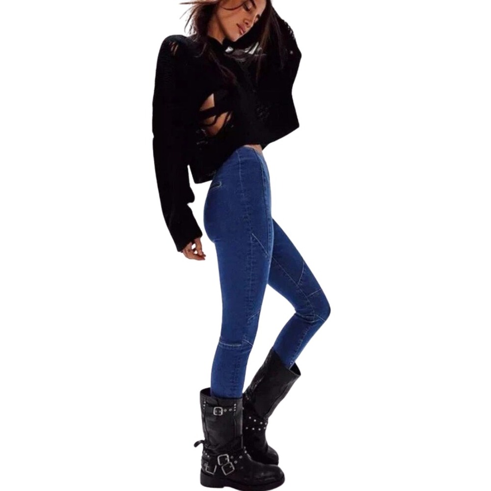 Free People We The Free Bella Moto‎ Mid-Rise Skinny Jeans Size 24 NWT